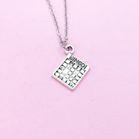 Silver Bingo Charm Necklace, Bingo Game Charm, Christmas Gift, N380