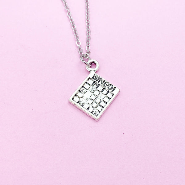 Silver Bingo Charm Necklace, Bingo Game Charm, Christmas Gift, N380