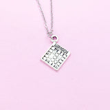 Bingo Charm Necklace, Silver Tone, Game Lover Gift