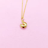 Gold Fortune Cookie Charm Necklace, N3105
