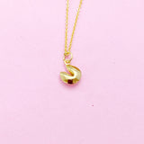 Gold Fortune Cookie Charm Necklace, N3105