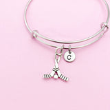 Silver Hockey Sticks Charm Bracelet, BN156