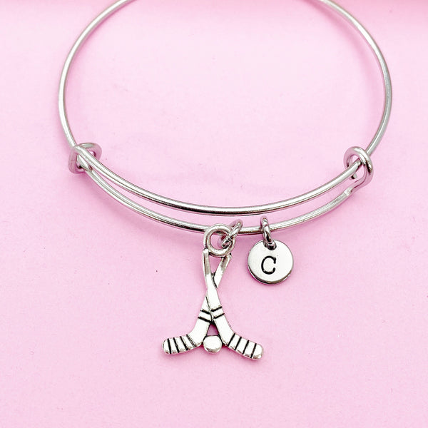 Silver Hockey Sticks Charm Bracelet, BN156