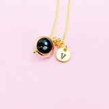 Gold Natural Snowflake Obsidian Necklace, Gemstone Jewelry N3845