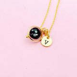 Gold Natural Snowflake Obsidian Necklace, Gemstone Jewelry N3845