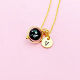 Gold Natural Snowflake Obsidian Necklace, Gemstone Jewelry N3845
