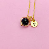 Gold Natural Snowflake Obsidian Necklace, Gemstone Jewelry N3845