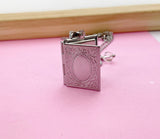 Silver Book Locket Charm Necklace, AN4917