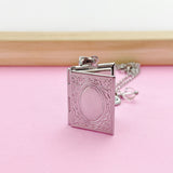 Gold or Silver Book Locket Charm Necklace, BN4917
