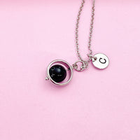 Silver Natural Obsidian Necklace, Gemstone Jewelry, N3916