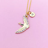 Gold Crane Charm Necklace, Japanese Crane Brid Charm, N4502