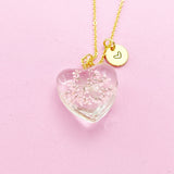 Gold Heart Pink Flower, Personalized, N2955