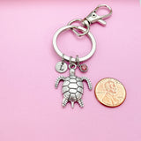 Turtle Charm Keychain, Sea Turtle Love Pet Travel Gifts Ideas, Personalized Made to Order Jewelry, N5567