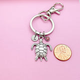 Turtle Charm Keychain, Sea Turtle Love Pet Travel Gifts Ideas, Personalized Made to Order Jewelry, N5567