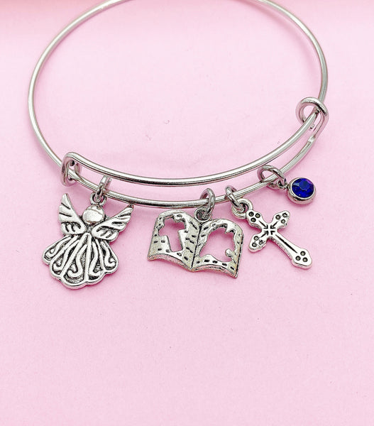 Guardian Angel Cross Bible Cross Dove Charm Bracelet Personalize Customize Jewelry, N5572