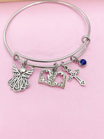 Guardian Angel Cross Bible Cross Dove Charm Bracelet Personalize Customize Jewelry, N5572