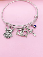 Guardian Angel Cross Bible Cross Dove Charm Bracelet Personalize Customize Jewelry, N5572