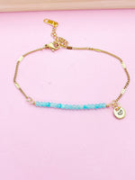 Amazonite Bracelet, Natural Gemstone Gold Jewelry, N4064