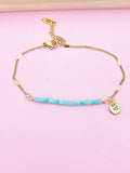 Amazonite Bracelet, Natural Gemstone Gold Jewelry, N4064