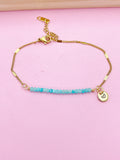 Amazonite Bracelet, Natural Gemstone Gold Jewelry, N4064