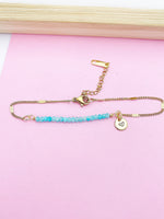 Amazonite Bracelet, Natural Gemstone Gold Jewelry, N4064