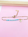Amazonite Bracelet, Natural Gemstone Gold Jewelry, N4064
