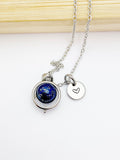 Lapis Lazuli Necklace Natural Gemstone Jewelry Option, Spinner Silver Necklace, AN5055