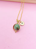 Natural Turquoise Jasper Necklace in Gold, N4294