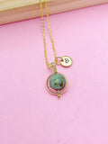 Natural Turquoise Jasper Necklace in Gold, N4294