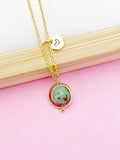 Natural Turquoise Jasper Necklace in Gold, N4294