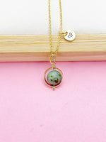 Natural Turquoise Jasper Necklace in Gold, N4294