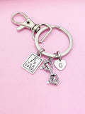Ophthalmologist Keychain in Silver, Reading Glasses Eye Chart Glasses, AN2828