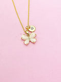 Natural Chalcedony Butterfly Necklace in Gold, N3029