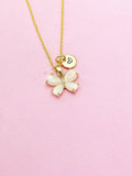 Natural Chalcedony Butterfly Necklace in Gold, N3029