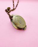 Flower Locket Necklace in Bronze Personalize Customize Jewelry, AN1792
