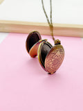 Flower Locket Necklace in Bronze Personalize Customize Jewelry, AN1792