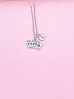 Poker Play Card Necklace in Silver Stainless Steel Jewelry, N4428