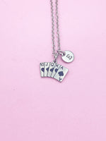 Poker Play Card Necklace in Silver Stainless Steel Jewelry, N4428