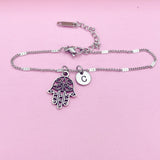 Palm Hamsa Hand Bracelet in Silver, Keychain and Necklace in Option, N2618
