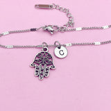 Palm Hamsa Hand Bracelet in Silver, Keychain and Necklace in Option, N2618