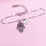 Palm Hamsa Hand Bracelet in Silver, Keychain and Necklace in Option, N2618