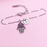 Palm Hamsa Hand Bracelet in Silver, Keychain and Necklace in Option, N2618