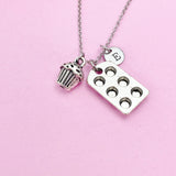 Muffin Pan Cupcake Necklace in Silver, Keychain and Bracelet in Option, N219