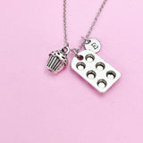 Muffin Pan Cupcake Necklace in Silver, Keychain and Bracelet in Option, N219