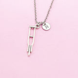 Orthopedic Medical Crutches Charm Necklace in Silver, Medical School Doctor Nurse Orthopedic Gift Ideas, N1996