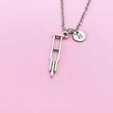 Orthopedic Medical Crutches Charm Necklace in Silver, Medical School Doctor Nurse Orthopedic Gift Ideas, N1996