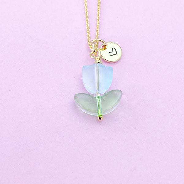 Blue Tulip Necklace in Gold, AN5303