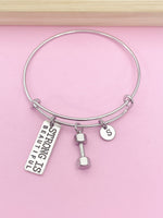 Strong is Beautiful Dumbbell Bracelet in Silver, N1093