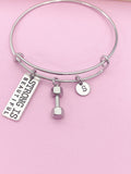 Strong is Beautiful Dumbbell Bracelet in Silver, N1093