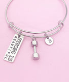 Strong is Beautiful Dumbbell Bracelet in Silver, N1093